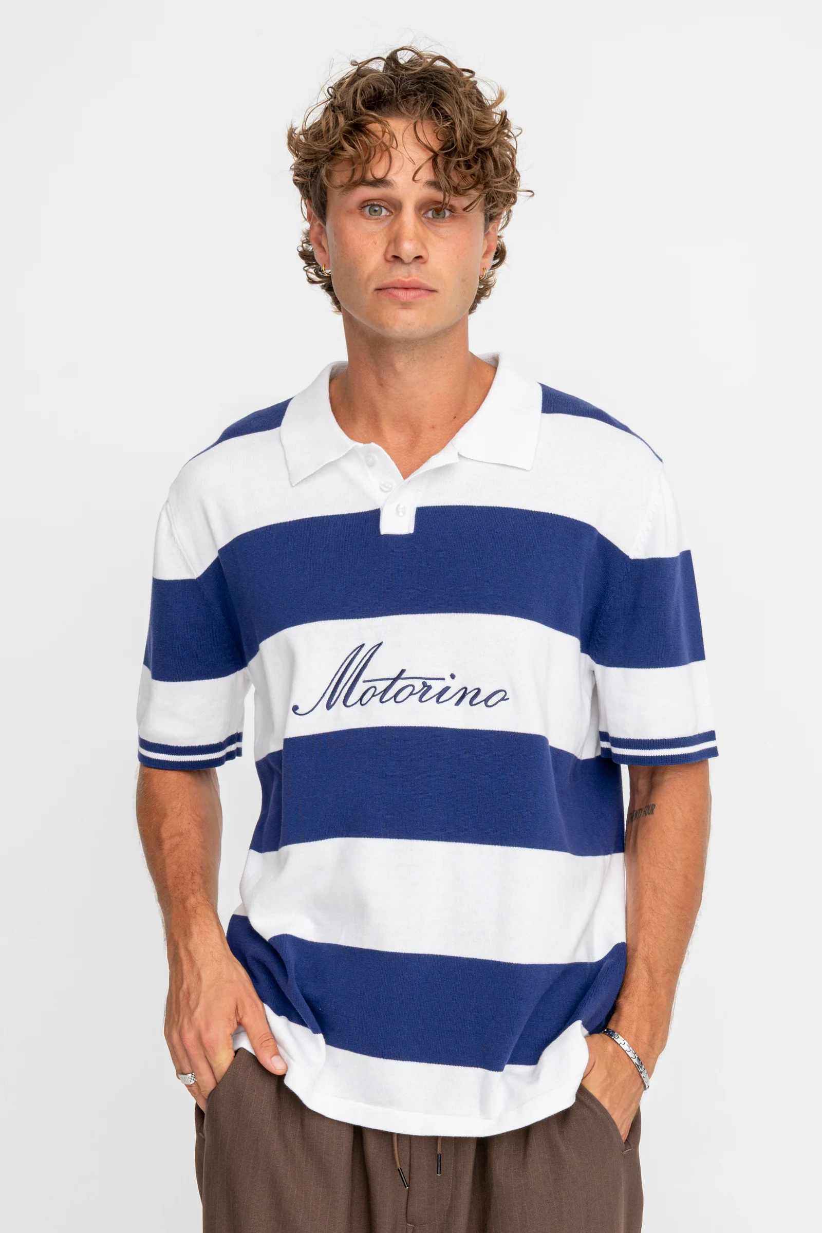 Knitted Polo - Navy - Image 3