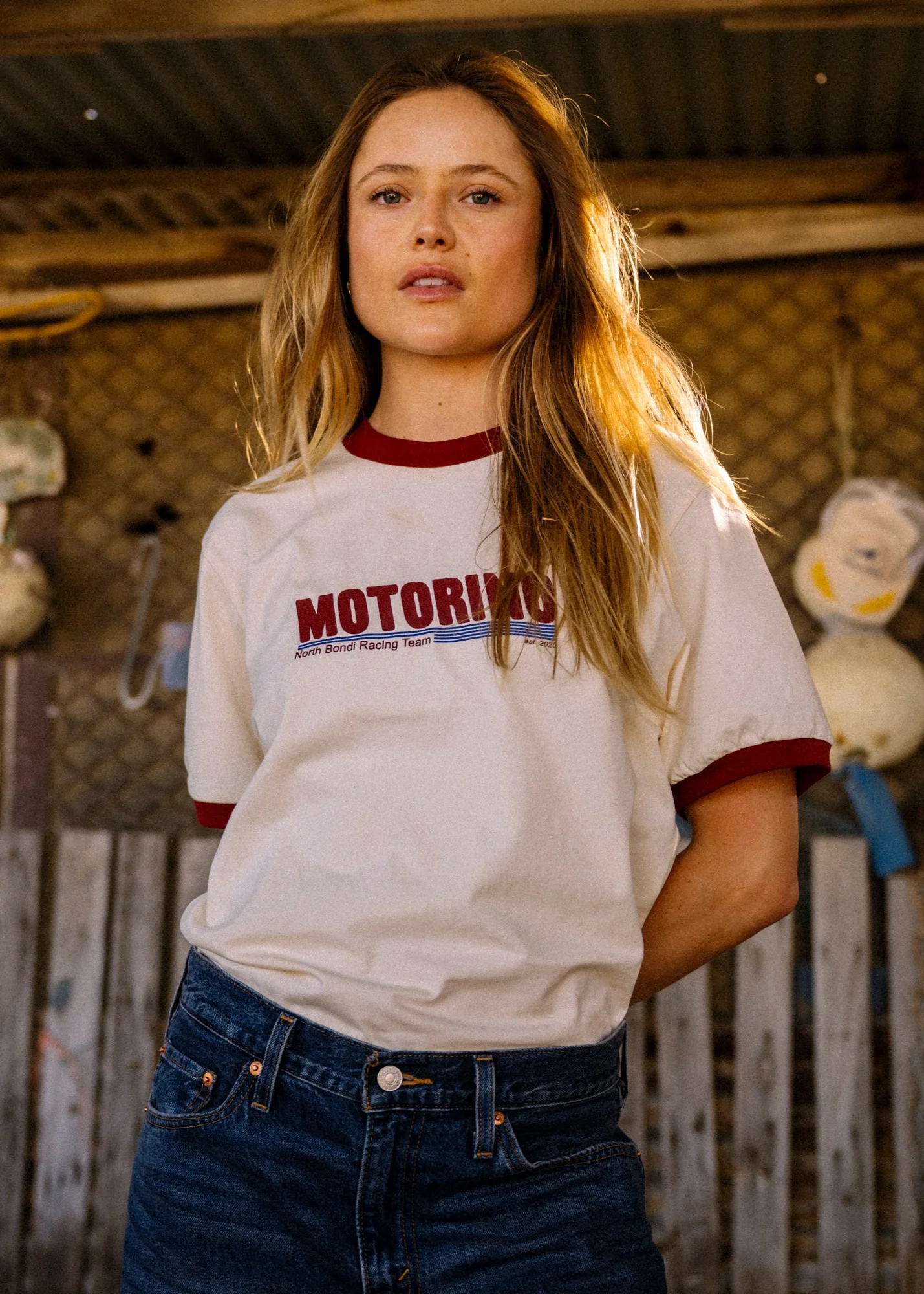 Moto Ringer Tee - Off White - Image 8