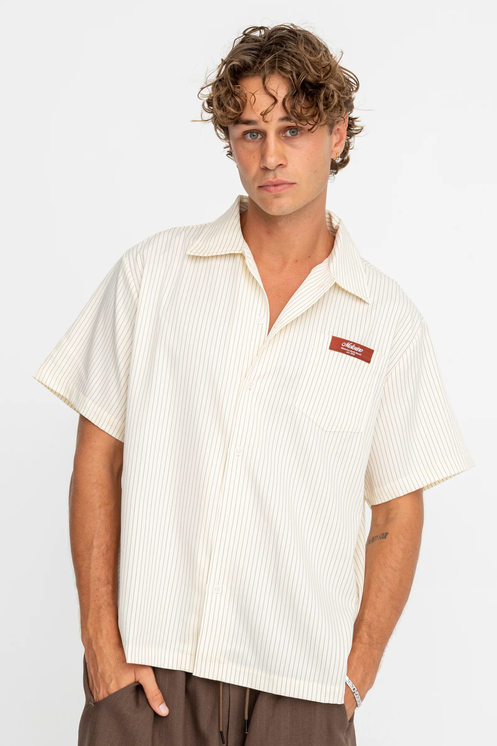 Pinstripe Shirt - Off White - Image 3