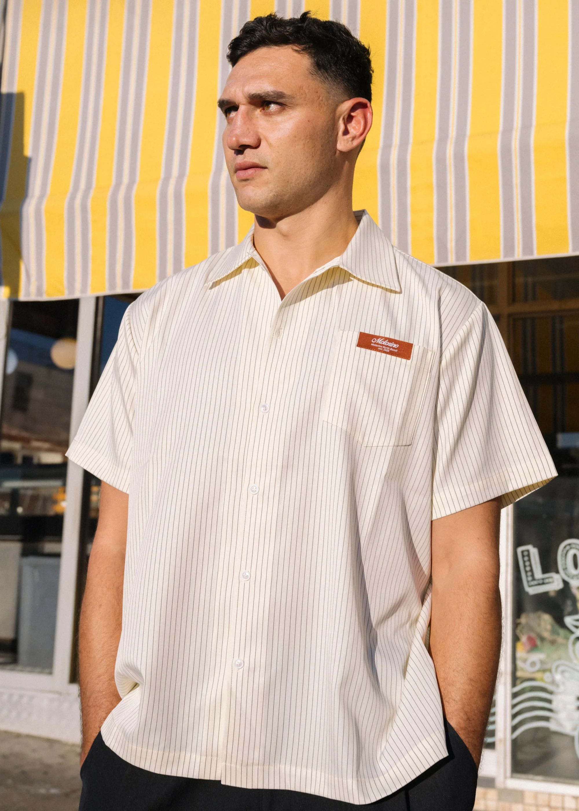 Pinstripe Shirt - Off White - Image 8