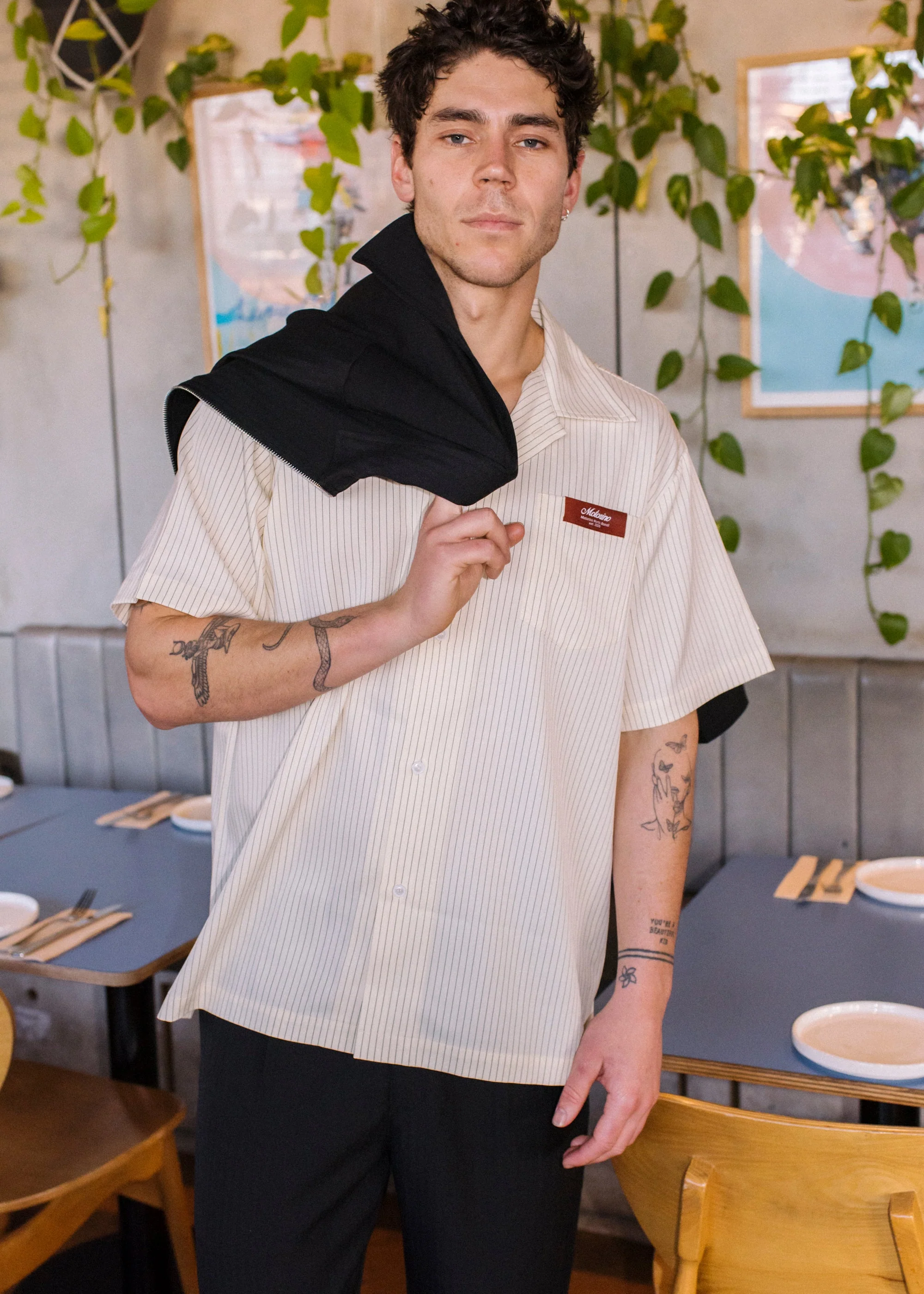 Pinstripe Shirt - Off White - Image 9