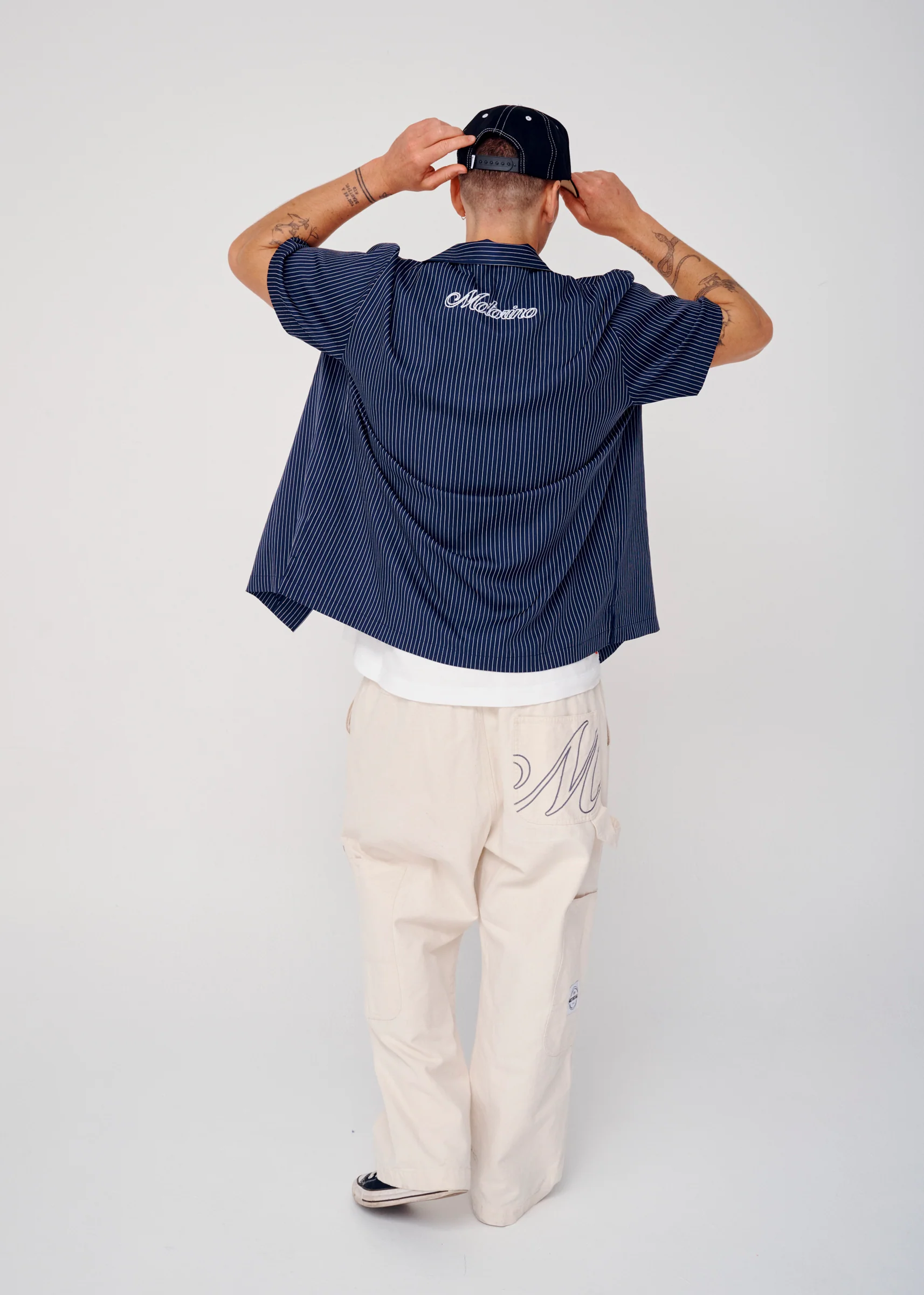 Pinstripe Shirt - Navy - Image 4