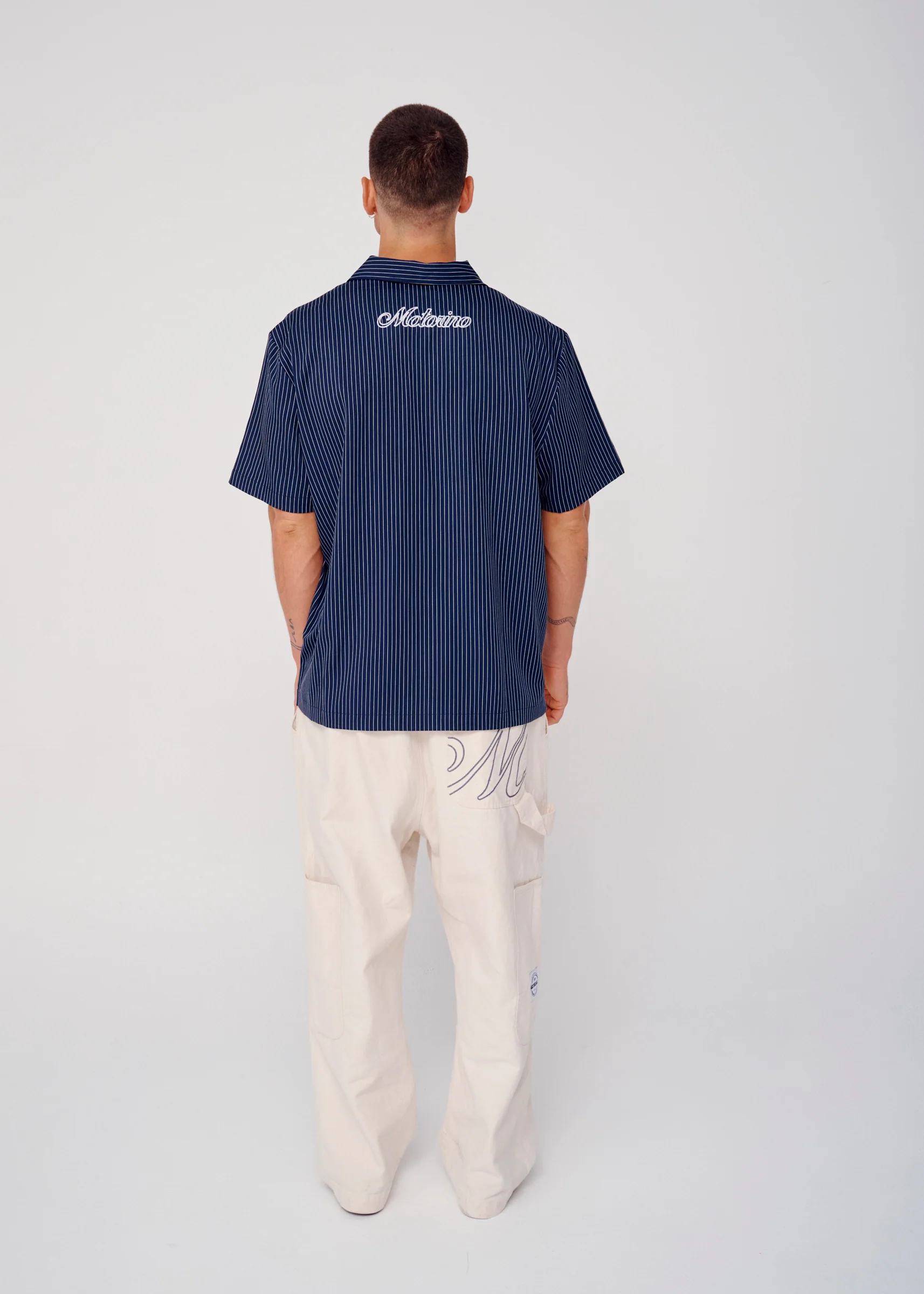 Pinstripe Shirt - Navy - Image 6