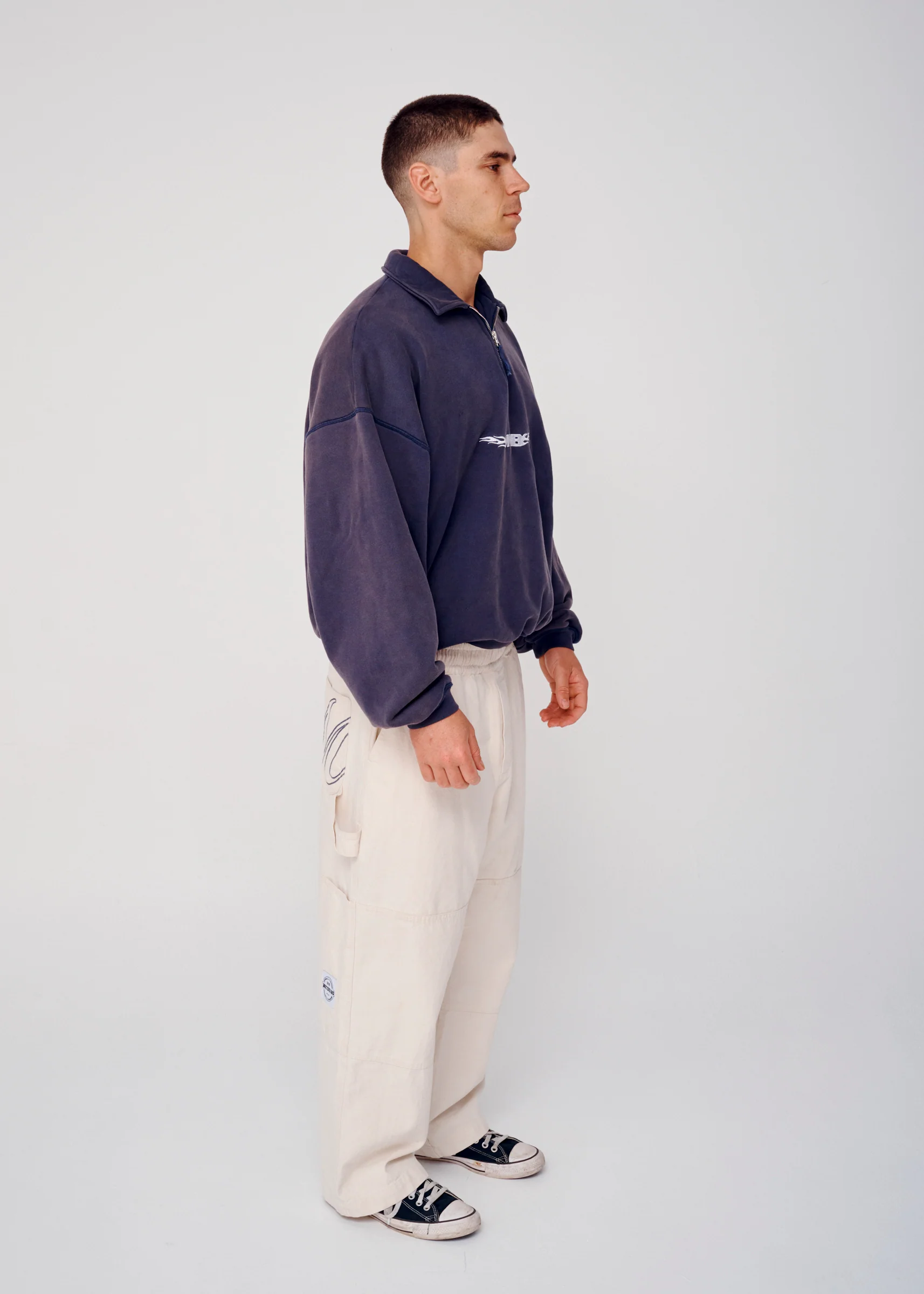 Quarter Zip Fleece - Washed Navy - Image 10