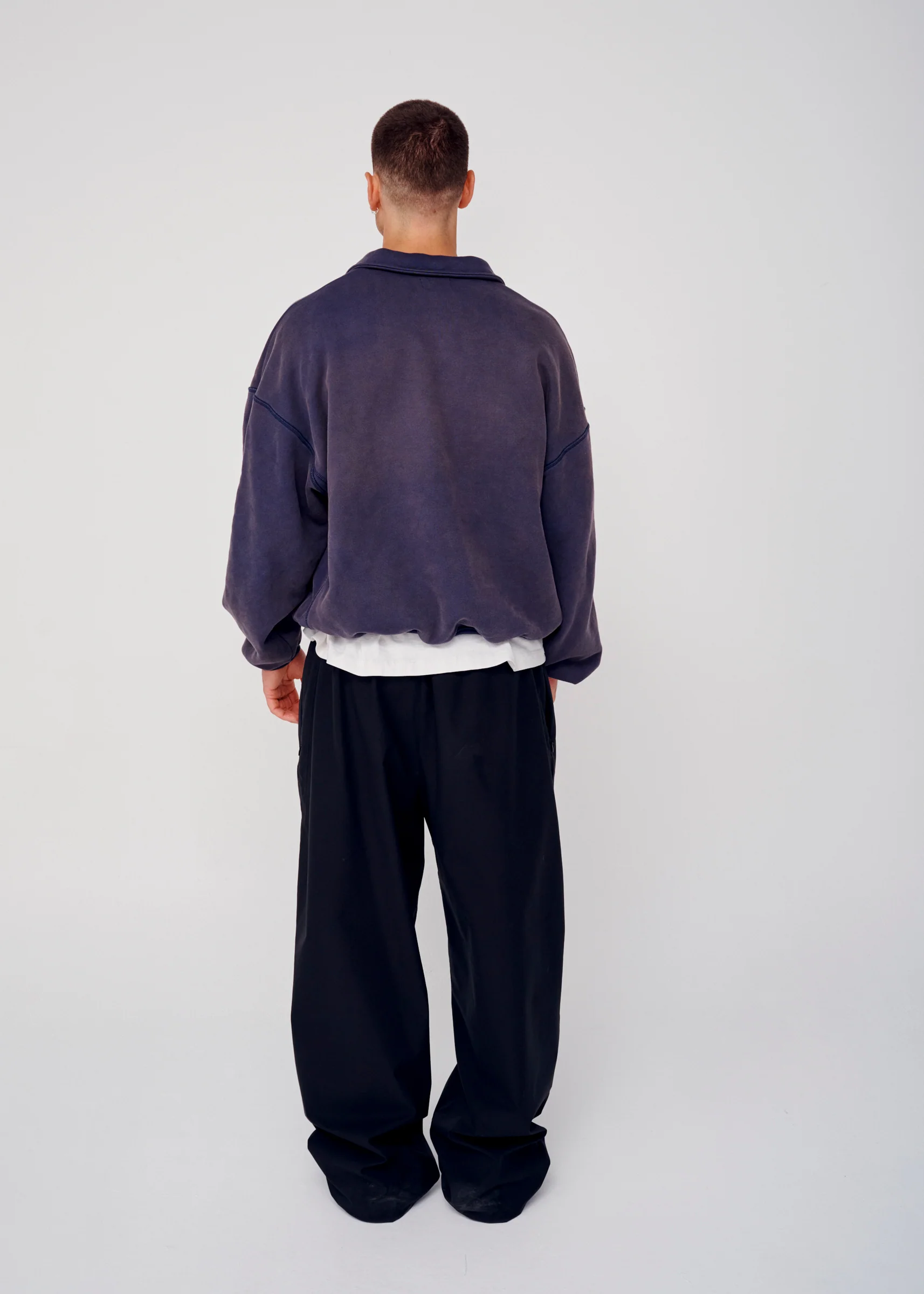 Quarter Zip Fleece - Washed Navy - Image 11