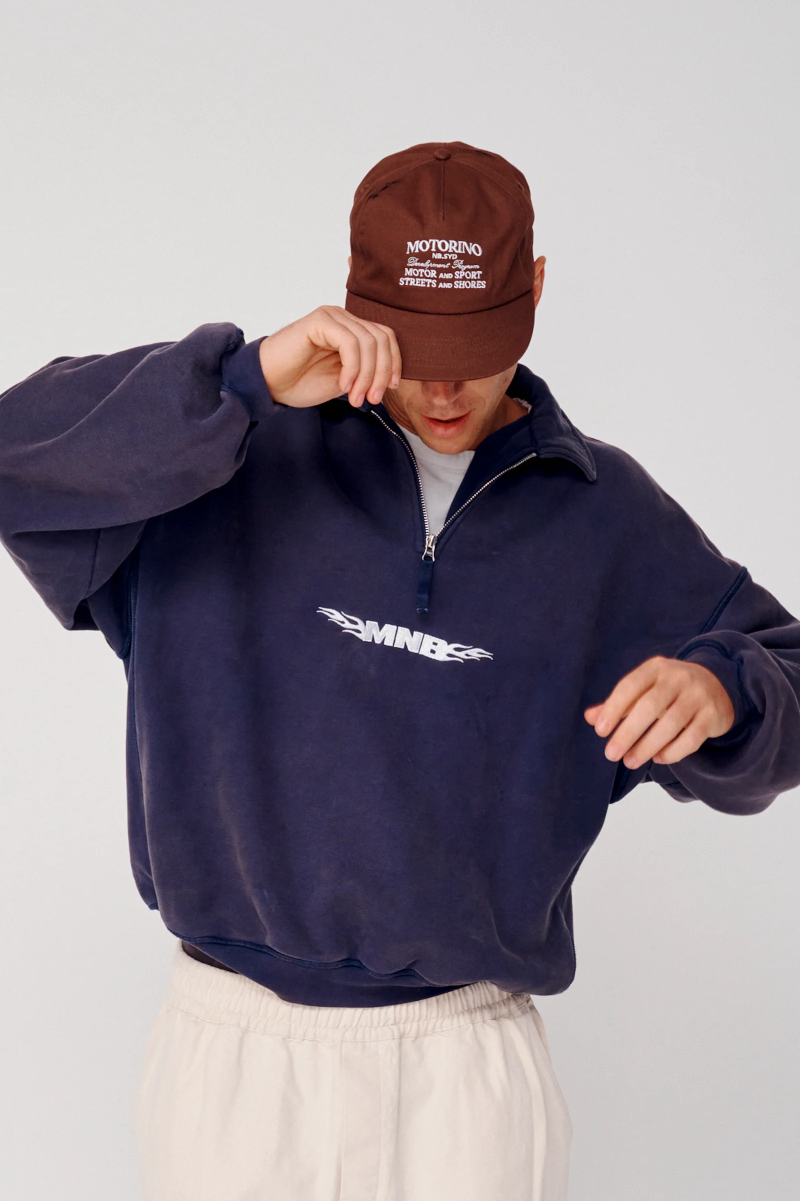 Quarter Zip Fleece - Washed Navy - Image 3