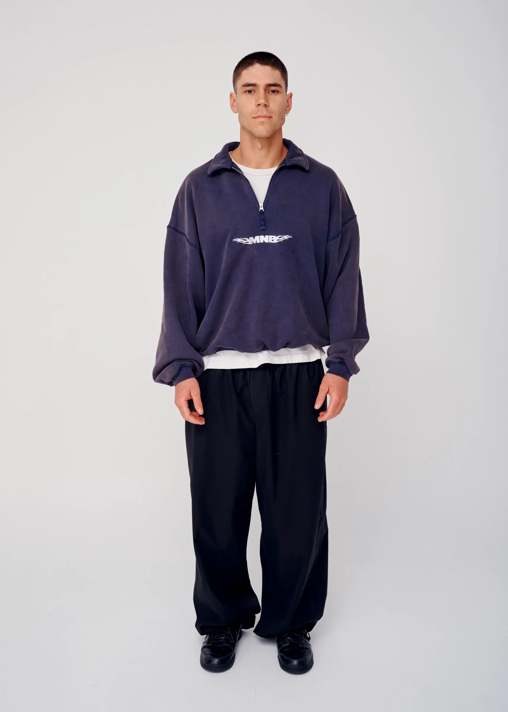 Quarter Zip Fleece - Washed Navy - Image 5