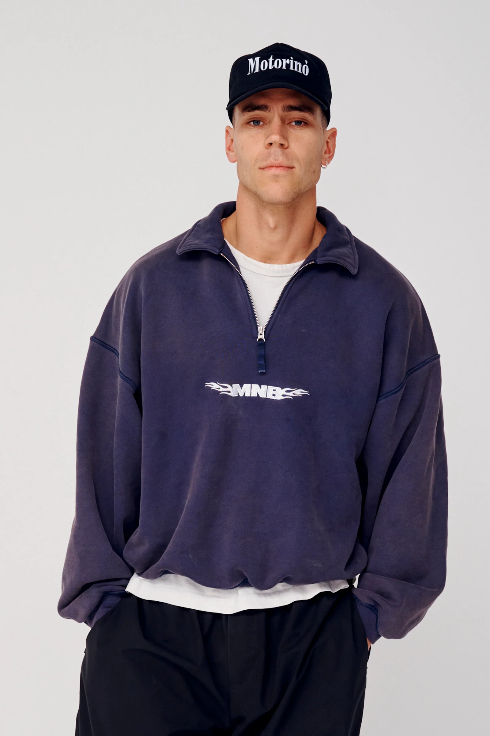 Quarter Zip Fleece - Washed Navy - Image 6