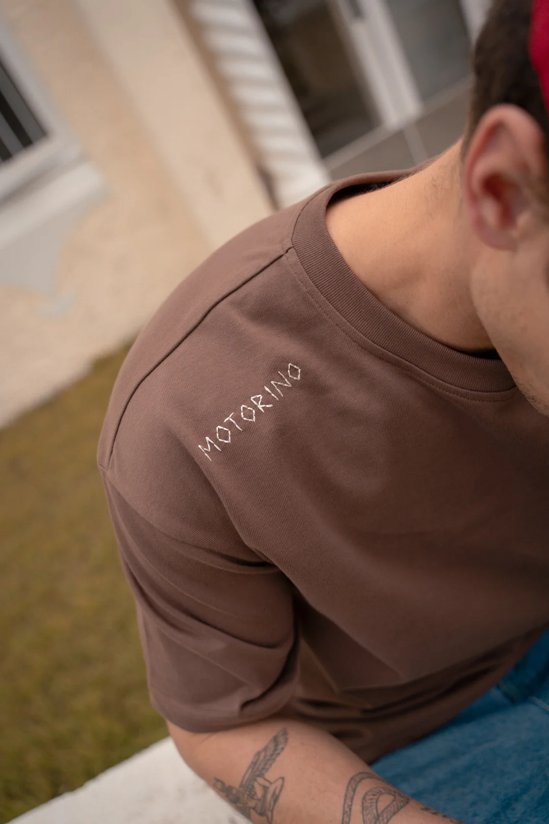 Stitched Tee - Brown - Image 4